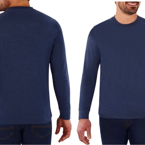 Members Mark Blue Cotton Long Sleeve Crewneck Tee - Picture 3 of 3